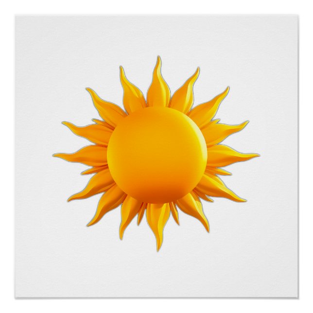 Bright Yellow Sun Illustration with Radiant Rays Poster (Front)
