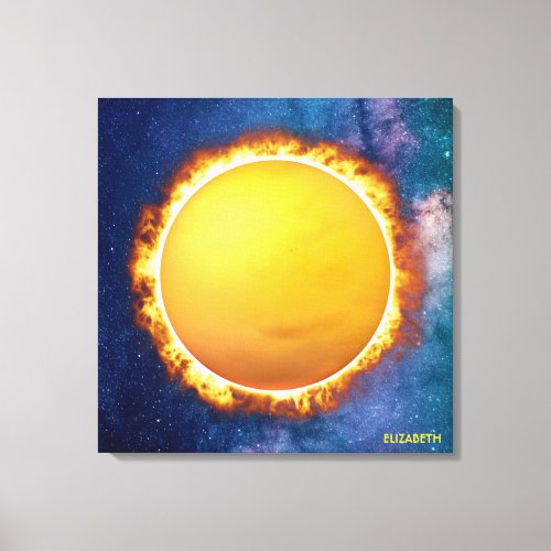 Bright Yellow Sun Our Star With Sunspots Canvas Print