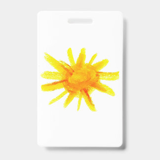 Bright yellow sun painted by hand badge