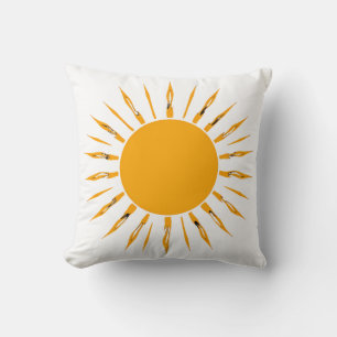 Bright Yellow Sun with Energetic Rays Throw Pillow