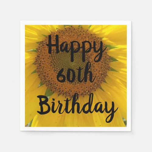 Bright Yellow Sunflower 60th Birthday Paper Napkin