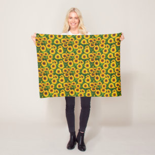 Bright Yellow Sunflower Art Blanket