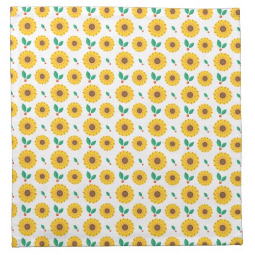 Bright Yellow Sunflower Berry Pattern Cloth Napkin