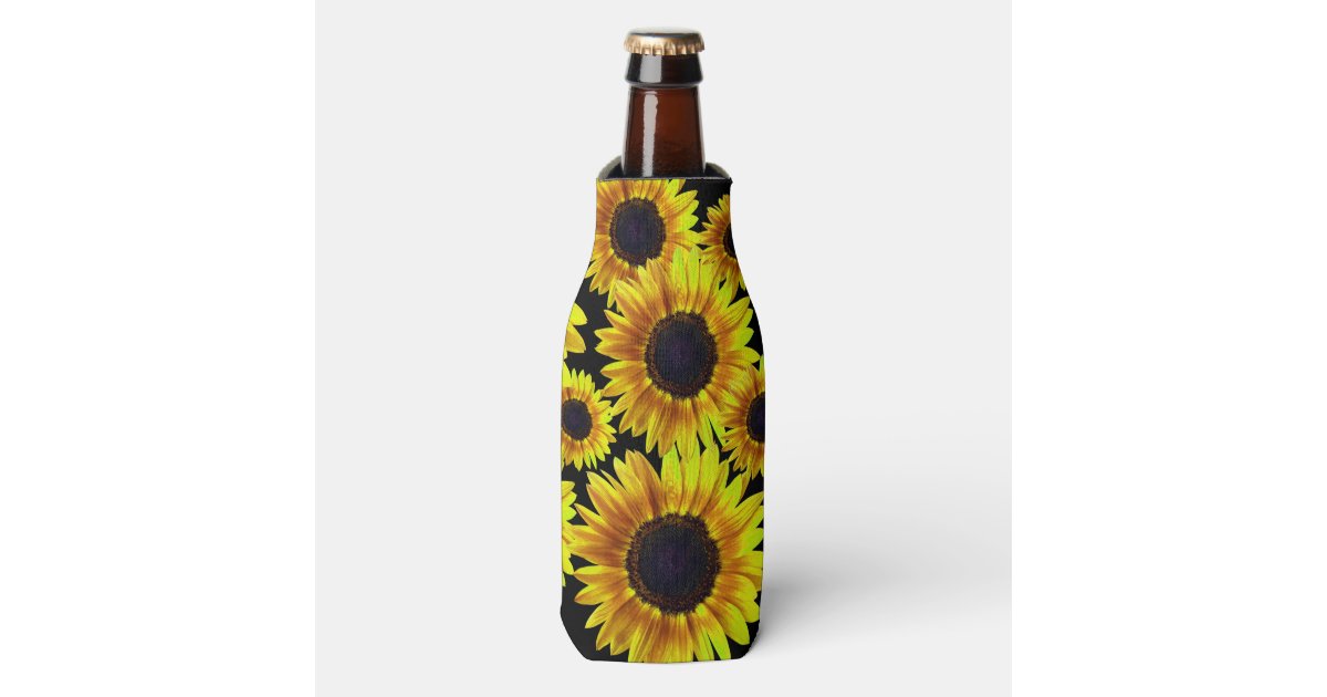 Bright Yellow Sunflower Bottle Cooler Zazzle