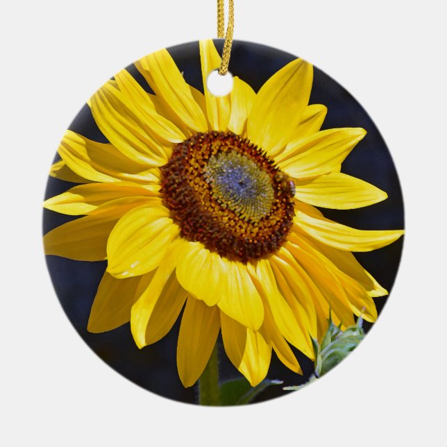 Bright yellow sunflower ceramic ornament (Front)