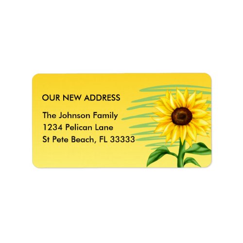 Bright Yellow Sunflower Change of Address Label