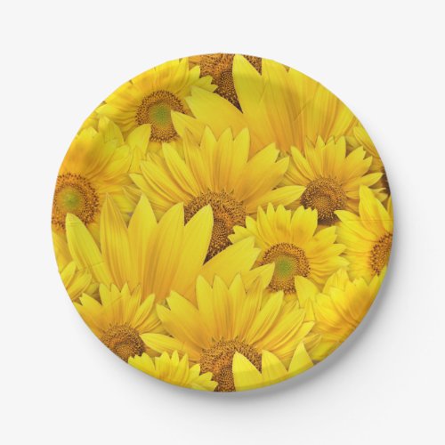 Bright Yellow Sunflower Daisy Floral Pattern Paper Plates