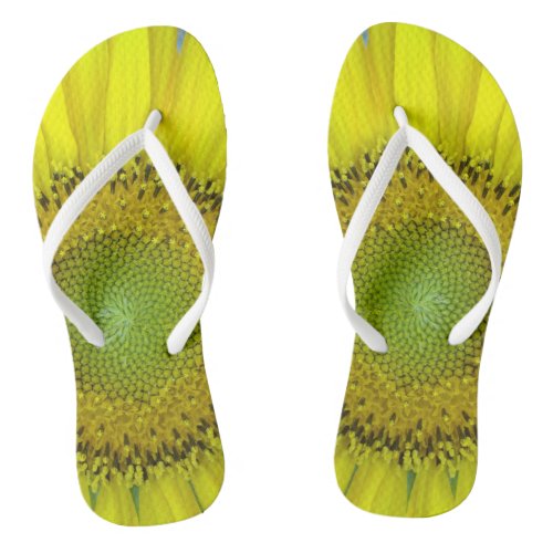 Bright Yellow Sunflower Flip Flops