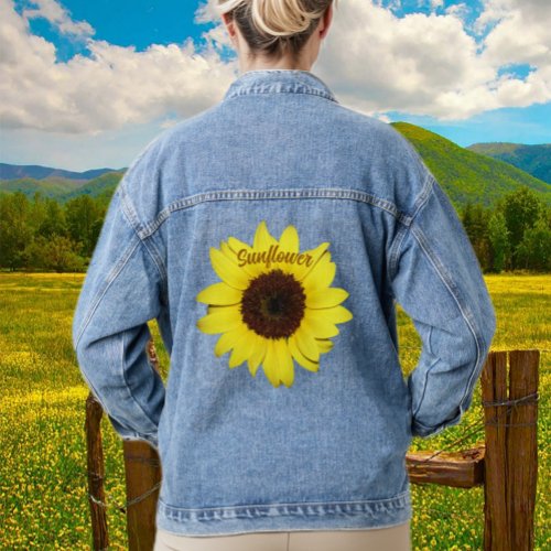 Bright Yellow Sunflower Floral Photographic Denim Jacket