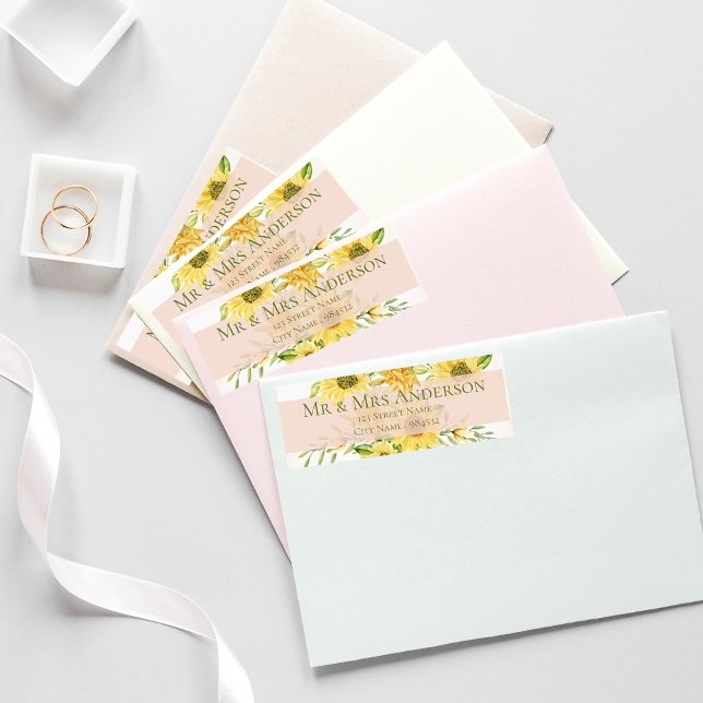 Bright Yellow Sunflower Floral Return Address Label (Bright Yellow Sunflower Floral Return Address Label)