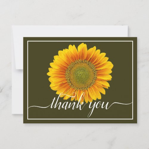 Bright Yellow Sunflower Moss Background Thank You Postcard