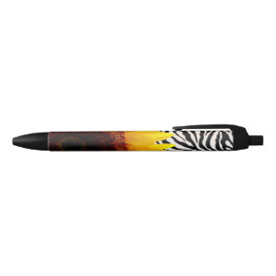 Bright Yellow Sunflower on Zebra Print Stripes Pen