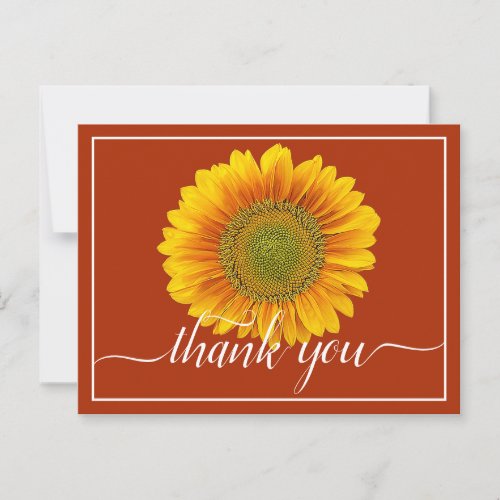 Bright Yellow Sunflower Orange Backdrop Thank You Postcard