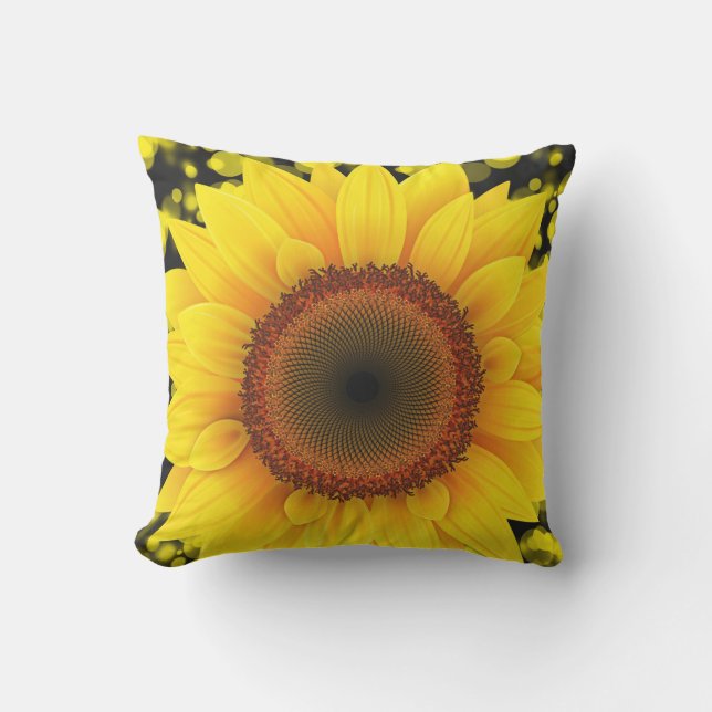 Bright Yellow Sunflower Outdoor Pillow (Front)