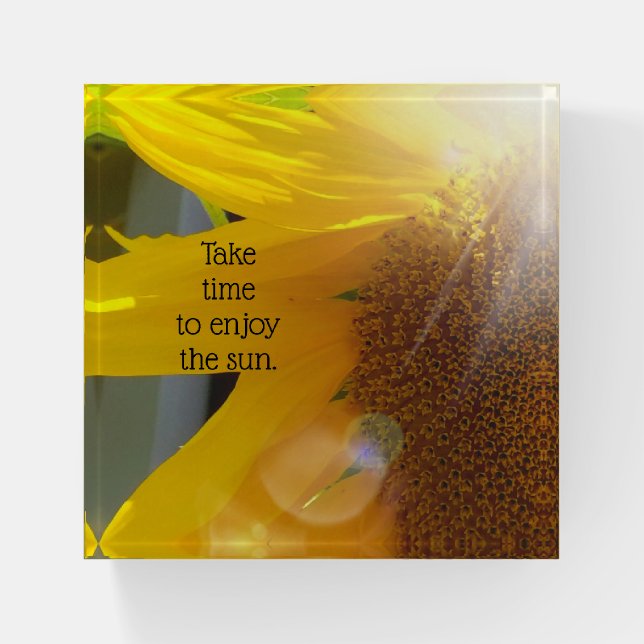 Bright Yellow Sunflower Paperweight (Front)