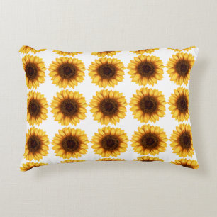 Bright Yellow Sunflower Pattern Decorative Accent Pillow