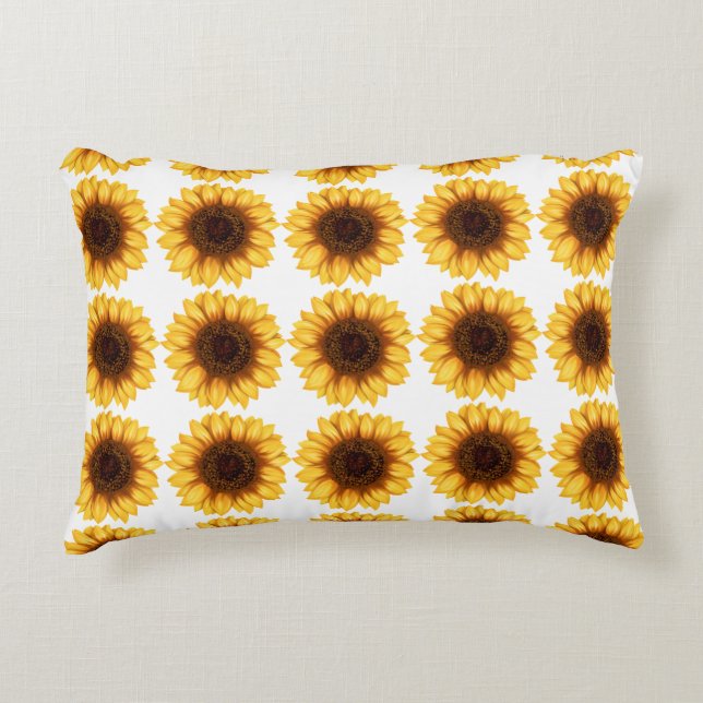 Bright Yellow Sunflower Pattern Decorative Accent Pillow (Front)