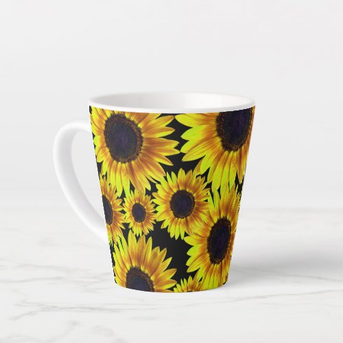 Bright Yellow Sunflower Pattern Latte Mug
