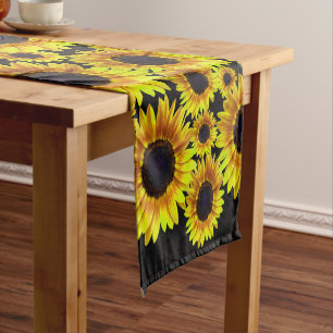 Bright Yellow Sunflower Pattern Short Table Runner