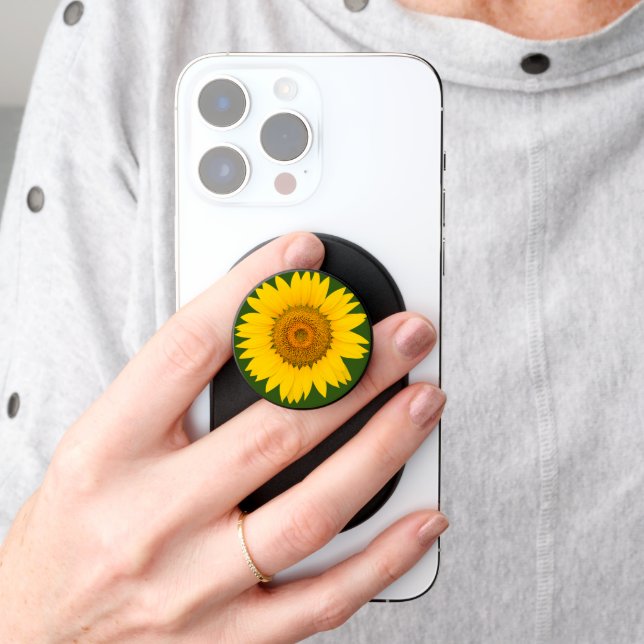 Bright Yellow Sunflower Phone Grips & PopSockets (Hand)