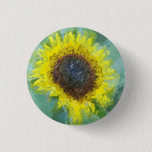 Bright Yellow Sunflower Pinback Button