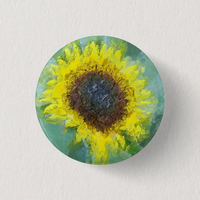 Bright Yellow Sunflower Pinback Button (Front)