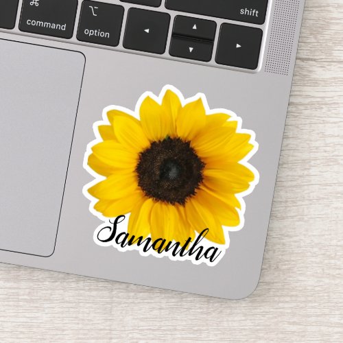 Bright Yellow Sunflower with Name  Vinyl Sticker