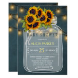 Bright yellow sunflowers mason jar baby shower card