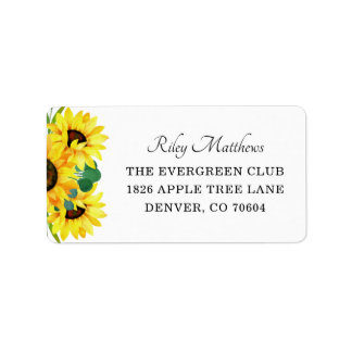 Bright Yellow Sunflowers Wedding Return Address Label