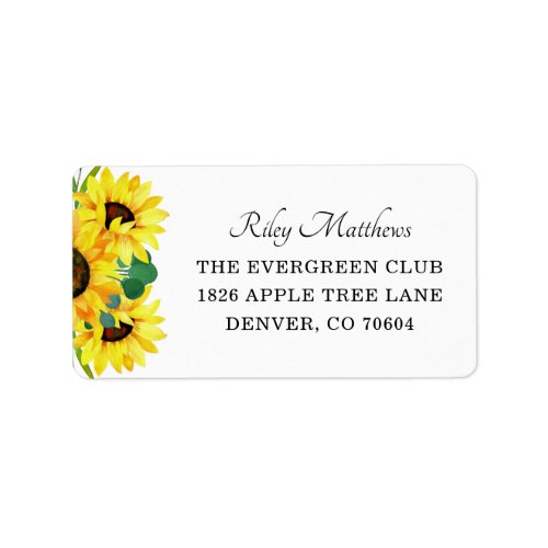 Bright Yellow Sunflowers Wedding Return Address Label