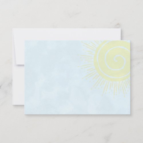 Bright Yellow Sunshine In Blue Sky Blank   Note Card