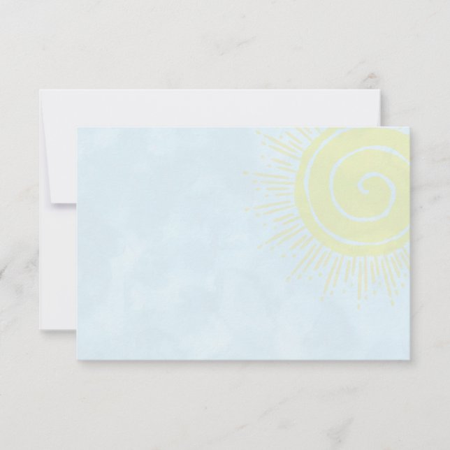 Bright Yellow Sunshine In Blue Sky Blank   Note Card (Front)