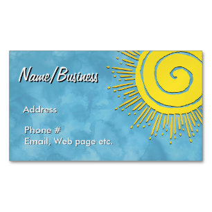 Bright Yellow Sunshine In Blue Sky Custom Business Card Magnet