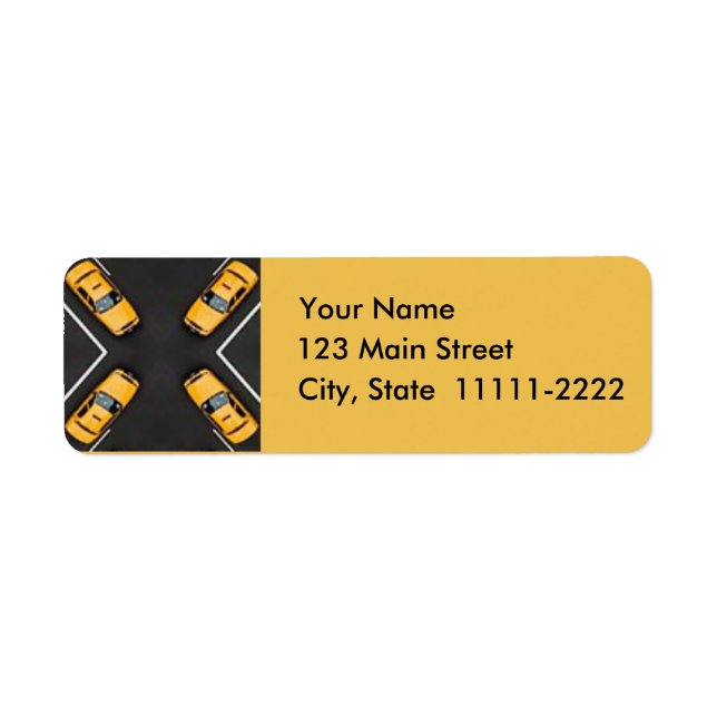 Bright Yellow Taxi Cab Pattern Label (Front)