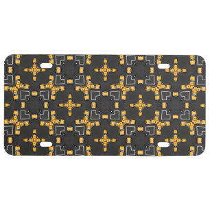 Bright Yellow Taxi Cab Pattern License Plate