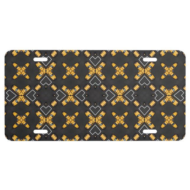 Bright Yellow Taxi Cab Pattern License Plate (Front)