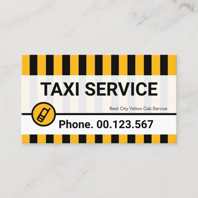 Bright Yellow Taxi Lines Private Hire Cab Driver Business Card (Front)