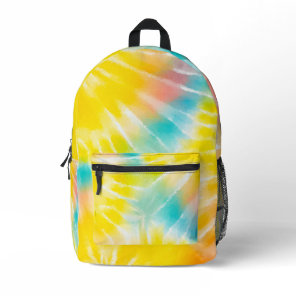 Bright Yellow Tie Dye Pattern Printed Backpack