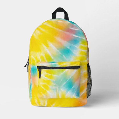 Bright Yellow Tie Dye Pattern Printed Backpack