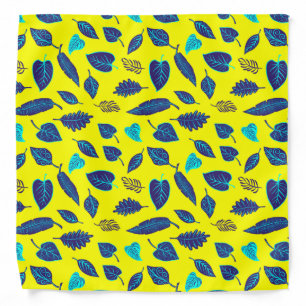 Bright Yellow Tropical Leaf Pattern Bandana