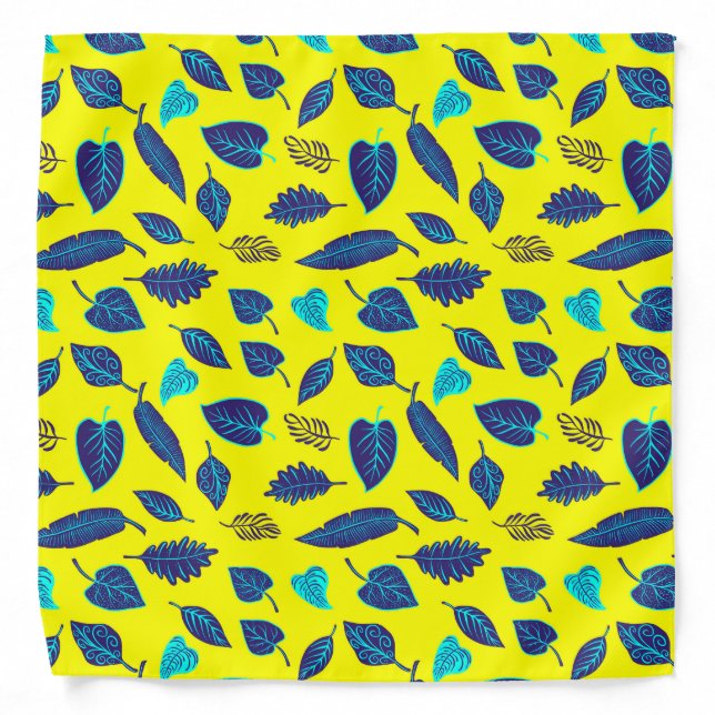 Bright Yellow Tropical Leaf Pattern Bandana (Front)