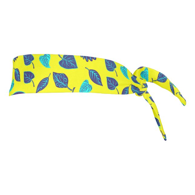 Bright Yellow Tropical Leaf Pattern  Tie Headband (Rotate 90)