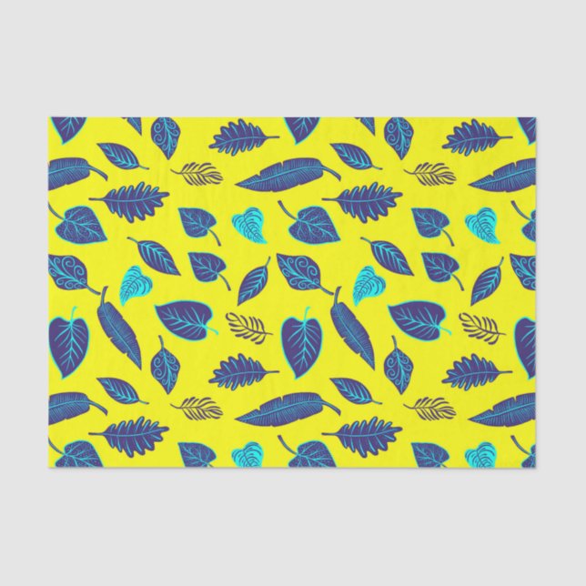 Bright Yellow Tropical Leaf Pattern Tissue Paper (Front)