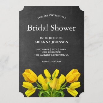Bright Yellow Tulip Flowers Bridal Shower Invitation by ShabzDesigns at Zazzle
