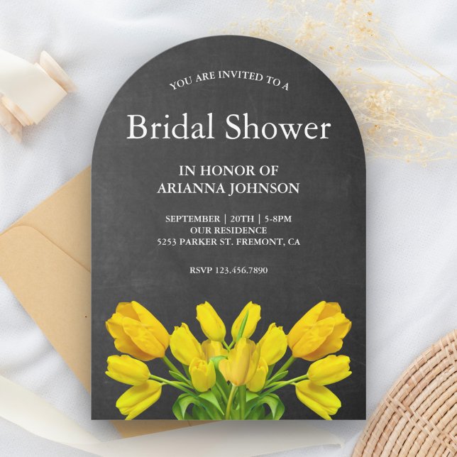 Bright Yellow Tulip Flowers Bridal Shower Invitation (Creator Uploaded)