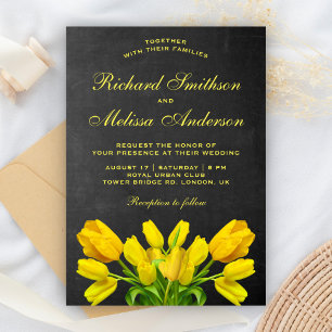 Bright Yellow Tulip Flowers Wedding Invitation