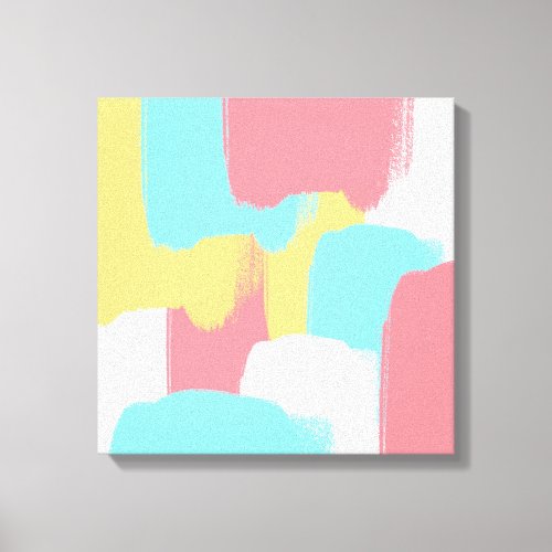 Bright Yellow Turquoise White Pink Brush Strokes Canvas Print