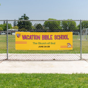 Bright Yellow Vacation Bible School Church Banner