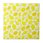 Bright Yellow Watercolor Lemon Pattern Ceramic Tile<br><div class="desc">Add a citrus accent to any room with this summer lemon tiles. It features watercolor citrus pattern of lemons. These lemon tiles will be perfect for any room.</div>