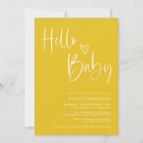 Bright Yellow White Gender Neutral Baby Shower Invitation